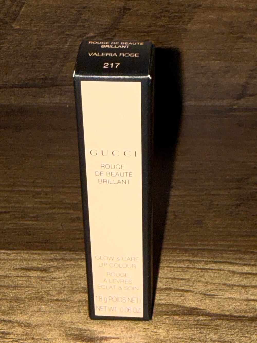 GUCCI Rouge De Beauté Brillant Lipstick 217 Valeria Rose (1.8g / 0.06 oz) NIB